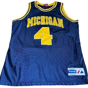 Vintage 90s Majestic Michigan Wolverines #4 Basketball Jersey